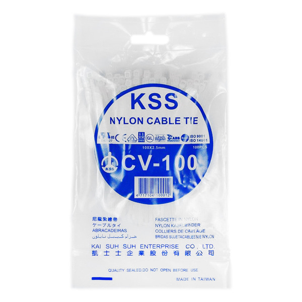 台灣KSS CV-100束線帶100入 黑/白色