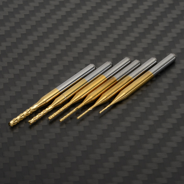 CNC銑刀 PCB專用 3.175mm 鎢鋼+TiN(氮化鈦)奈米塗層 玉米銑刀