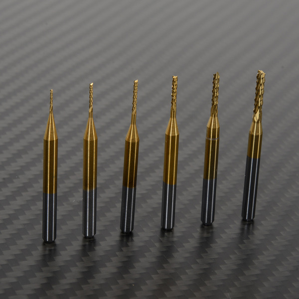 CNC銑刀 PCB專用 3.175mm 鎢鋼+TiN(氮化鈦)奈米塗層 玉米銑刀