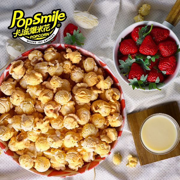 卡滋爆米花 草莓煉乳 蘑菇桶裝爆米花 卡滋爆米花