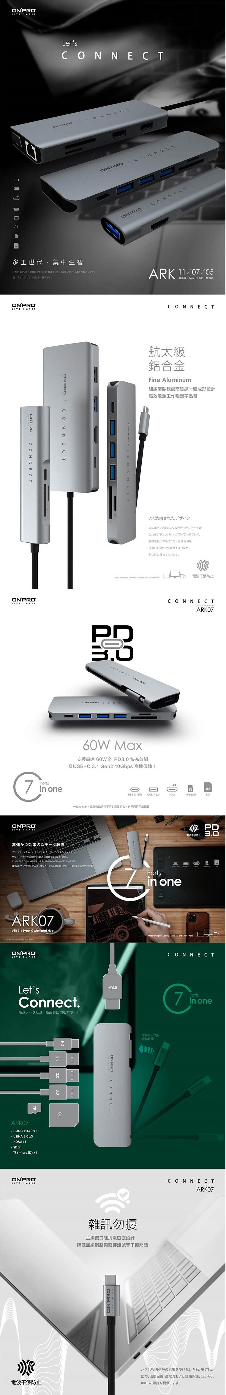 Onpro Ark007 Type C Hub 7in1 多功能集線器 好日子生活家電