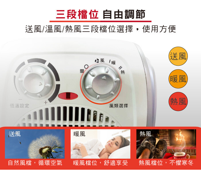 松井 電暖器 SG-108FH三段檔位，自由調節。