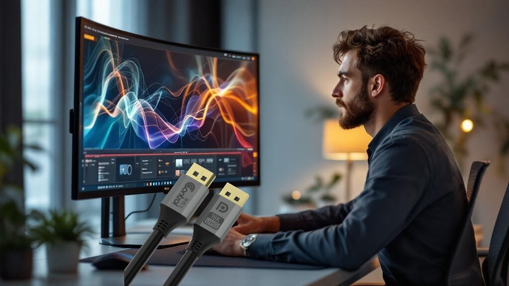 易控王 DP2.1 16K 鋁合金傳輸線主圖，4K 8K 高清穩定