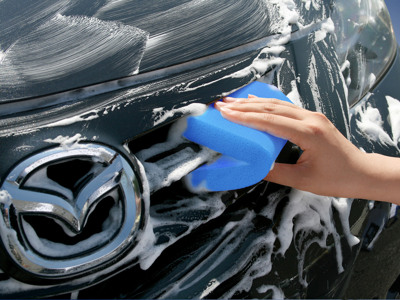 AION 薄型鍍膜美容洗車綿 藍 PVA洗車海綿 PVA海綿