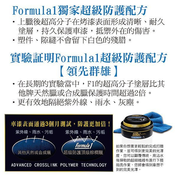 Formula1 超級防護頂級棕櫚蠟 美國Formula1汽車蠟 頂級汽車蠟品推薦