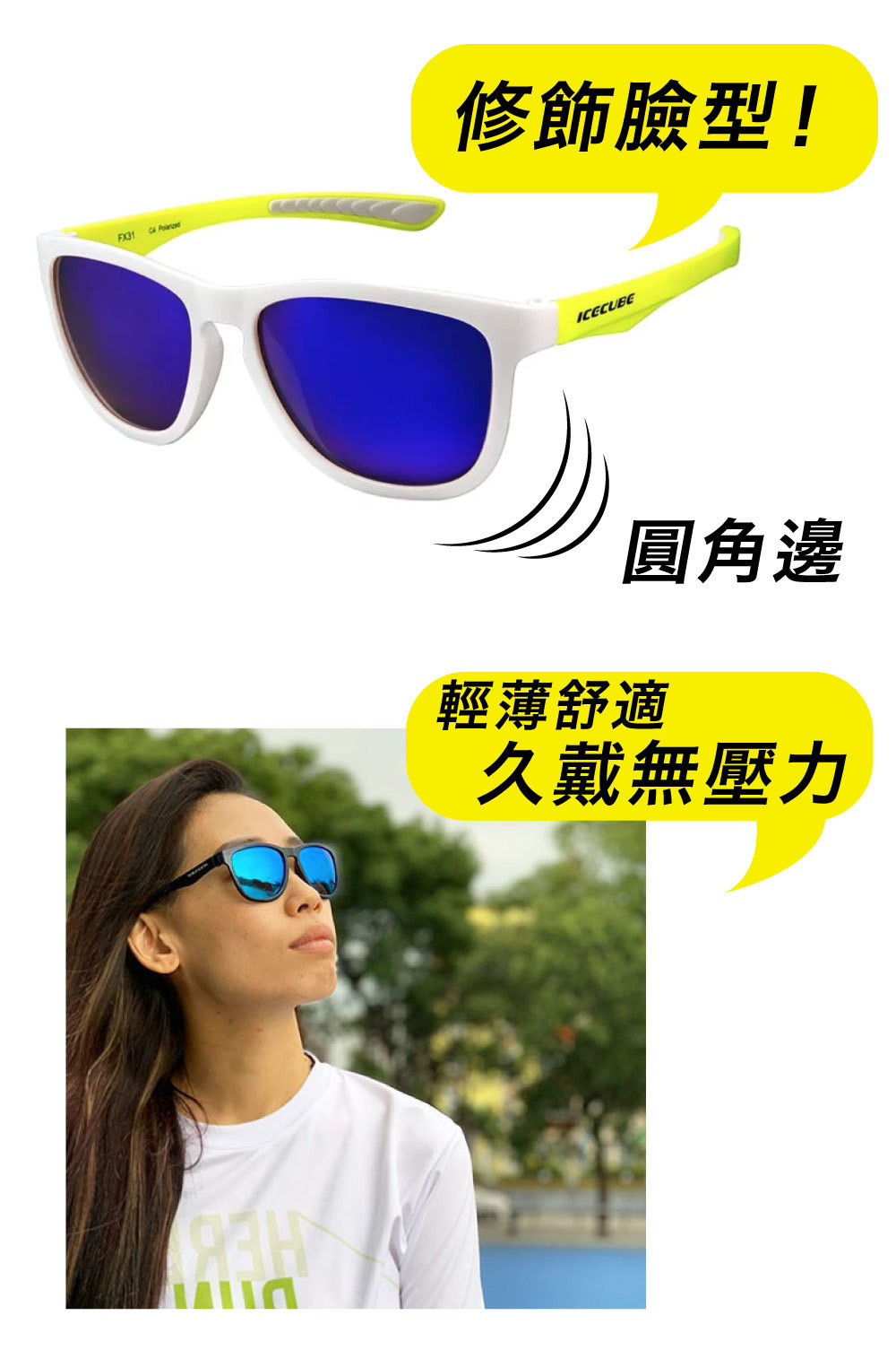 ICECUBE 台灣運動休閒太陽眼鏡FX31 圓角邊匡 修飾臉型
