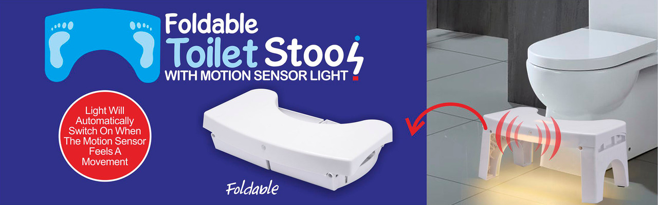 Foldable Toilet Stool With Motion, Motion Sensor Light For Bathroom