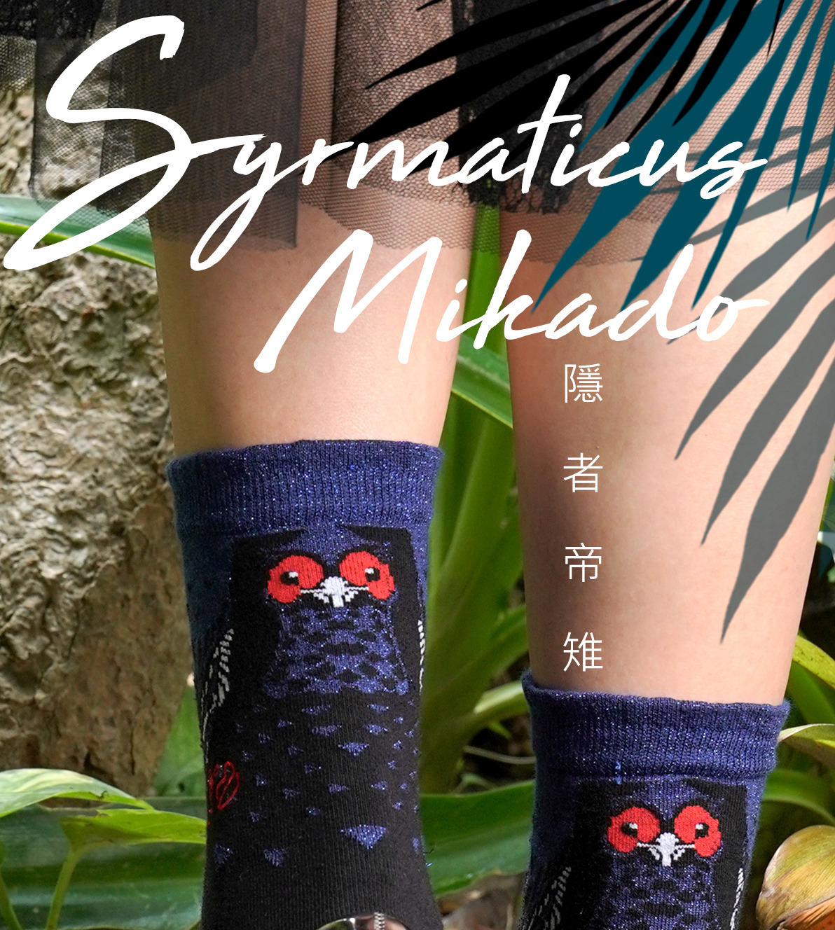 ダークエルフ ブラックエルミットミカドキジ ファンタジー鳥イラストクリエイティブデザインソックス ソックス女性ソックス刻まれた ショップ Waziia ソックス Pinkoi