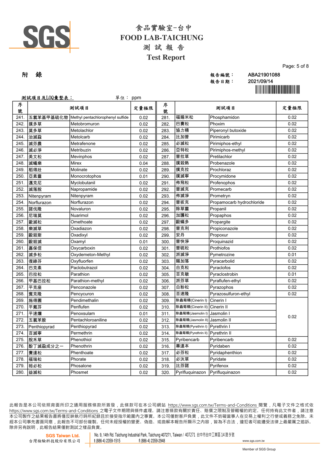 滿滿星(紫薯)-農藥殘留380項檢驗報告2021.09.14