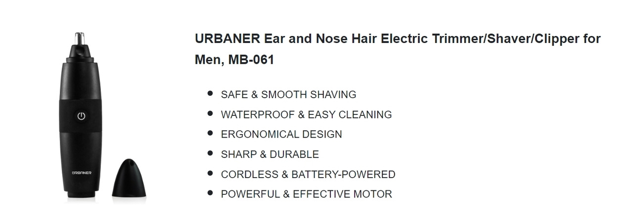 URBANER Ear and Nose Hair Electric Trimmer/Shaver/Clipper for Men, MB-061