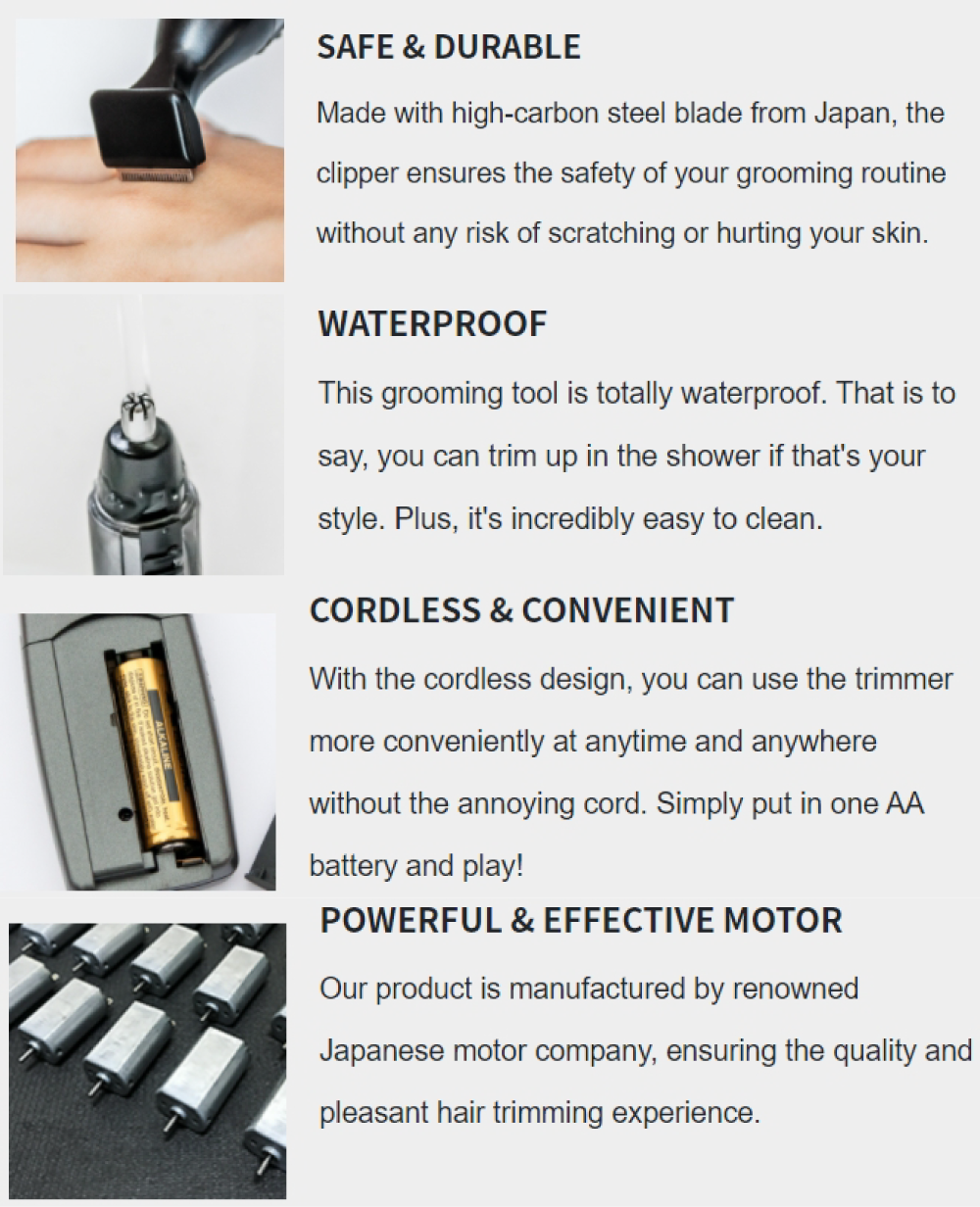 nose eyebrow hair trimmer sideburn beard ear electric waterproof shaver battery kit cordless high carbon steel blade combs washable rubber wet dry facial mustache gift brow compact shape urbaner touch razors men nut liner eye razor clipper clippers shavers trimmers mens grooming tools