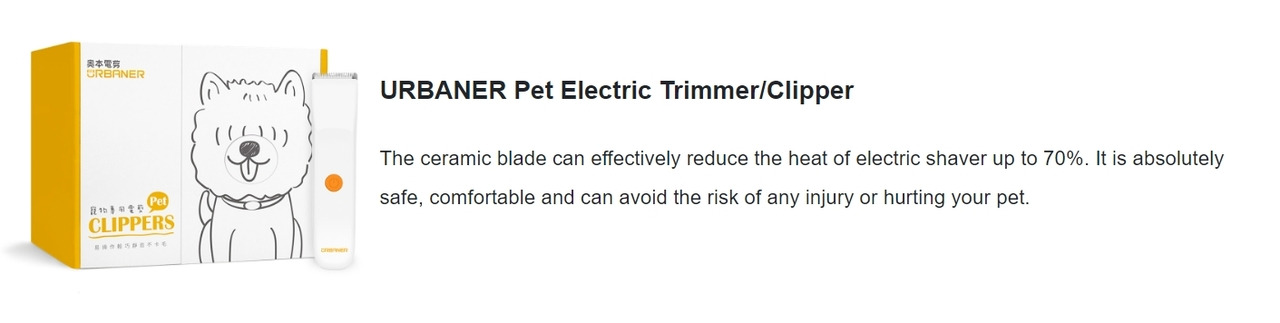 URBANER Pet Electric Trimmer/Clipper for Cat & Dog, MB-023