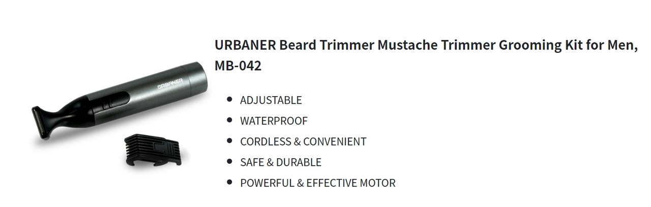 URBANER Beard Trimmer Mustache Trimmer Grooming Kit for Men, MB-042