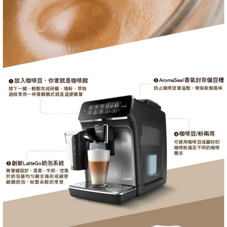 飛利浦_全自動義式咖啡機_全自動義式咖啡機_EP3246/74_4