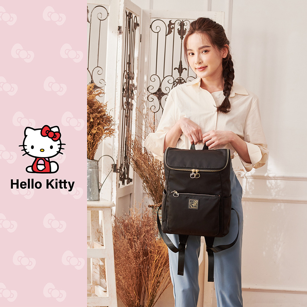 【IMPACT】Hello Kitty謎樣凱蒂-方型後背包-黑