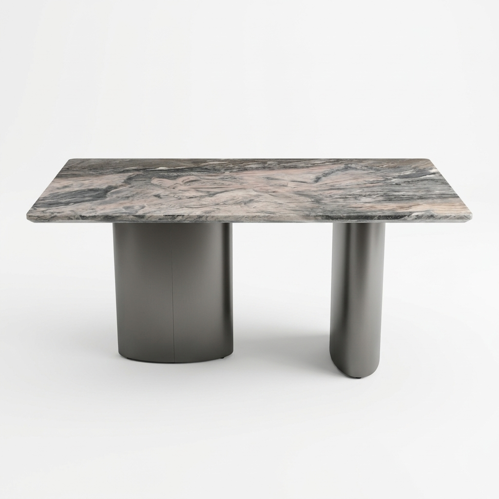 愛麗絲傢俱-Fuows山水石天然大理石餐桌側視角