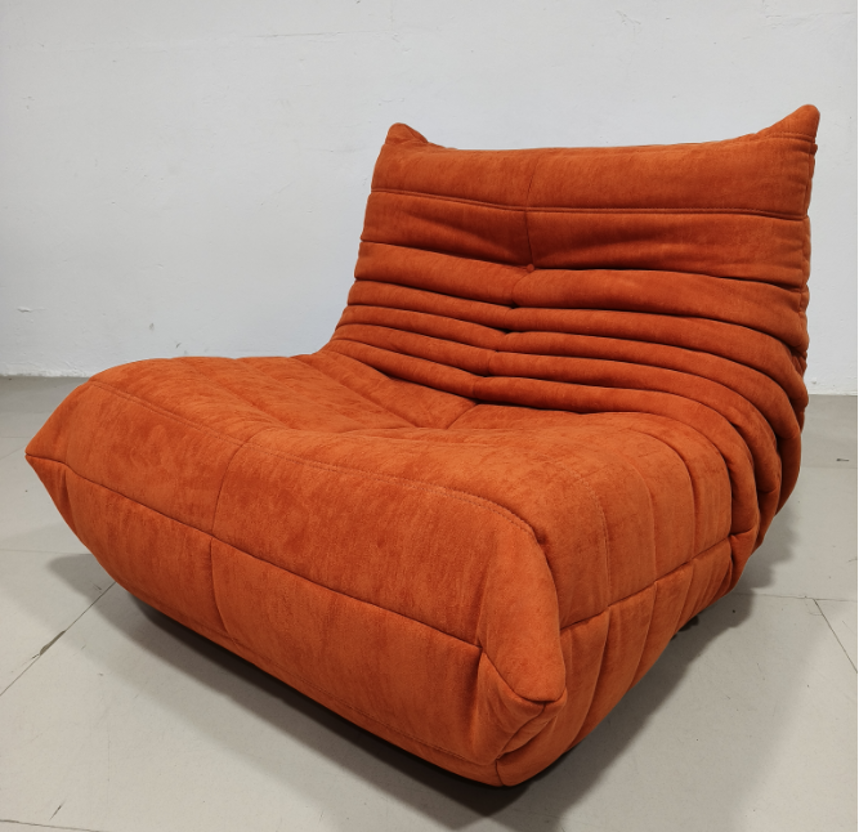 絨布款毛毛蟲沙發-時尚橘紅配色美學