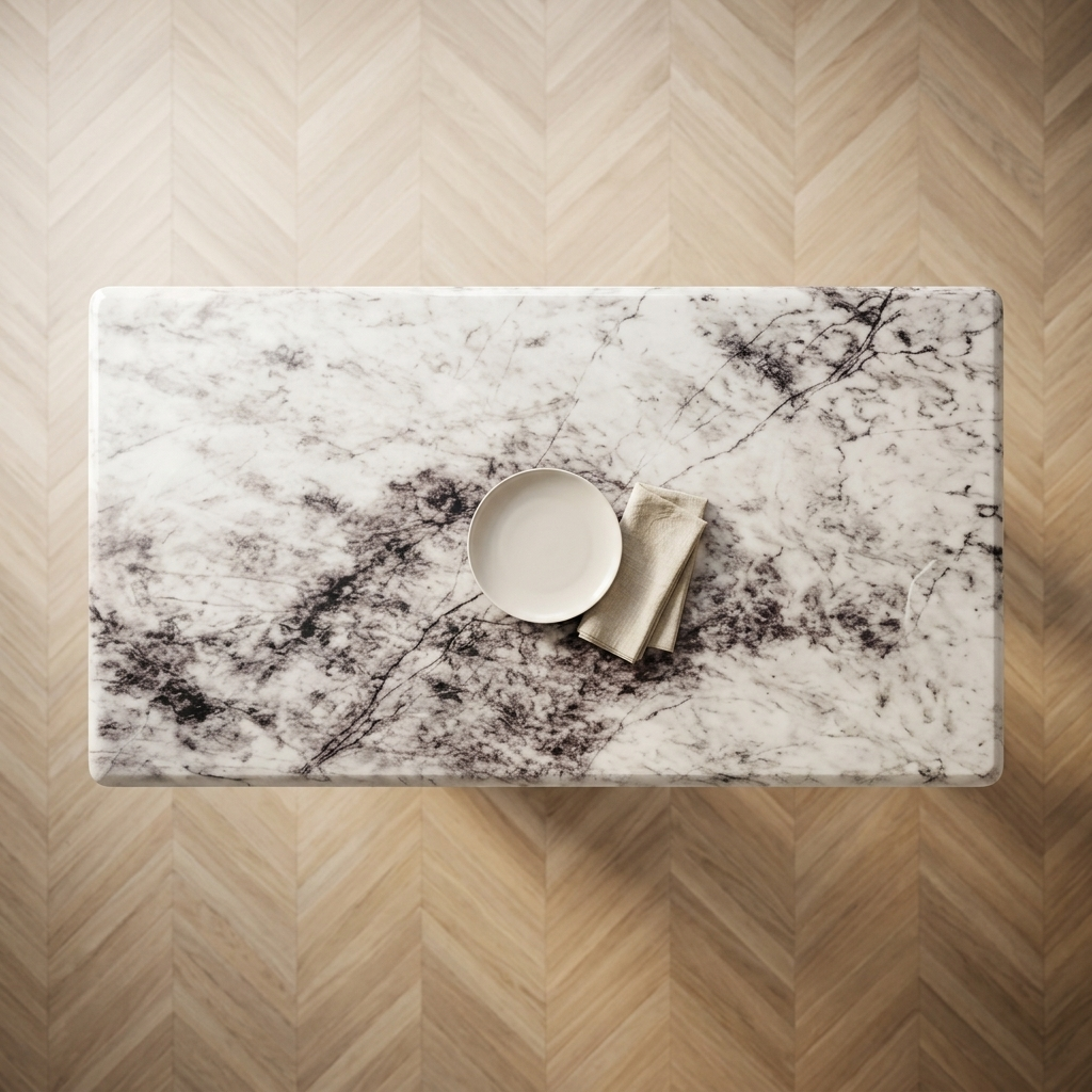 水雲紗大理石桌面搭配現代懸浮設計桌腳