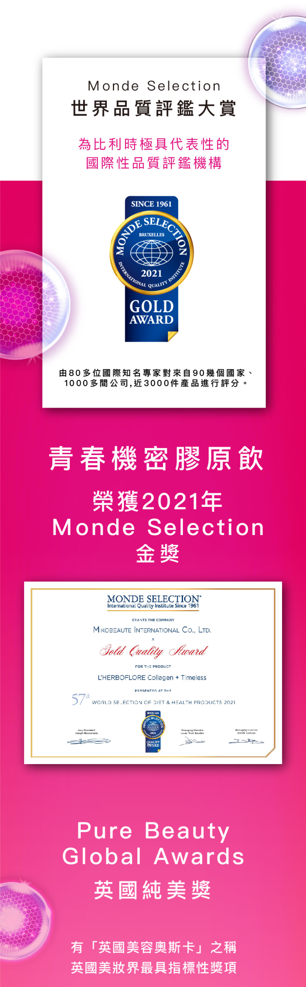 2021年Monde Selection金獎