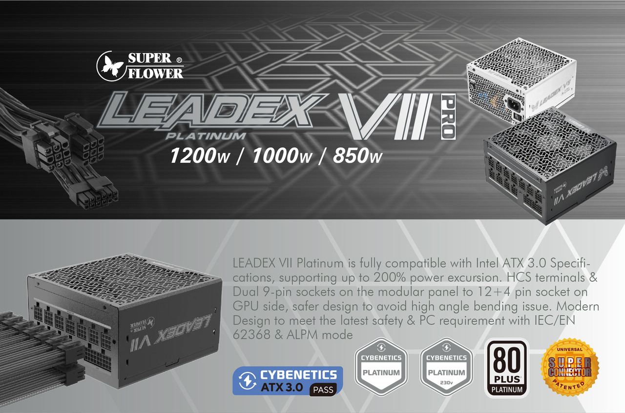 LEADEX VII Platinum PRO 1200W ATX 3.0 (BK) / ATX 3.1 (BK) Super Flower