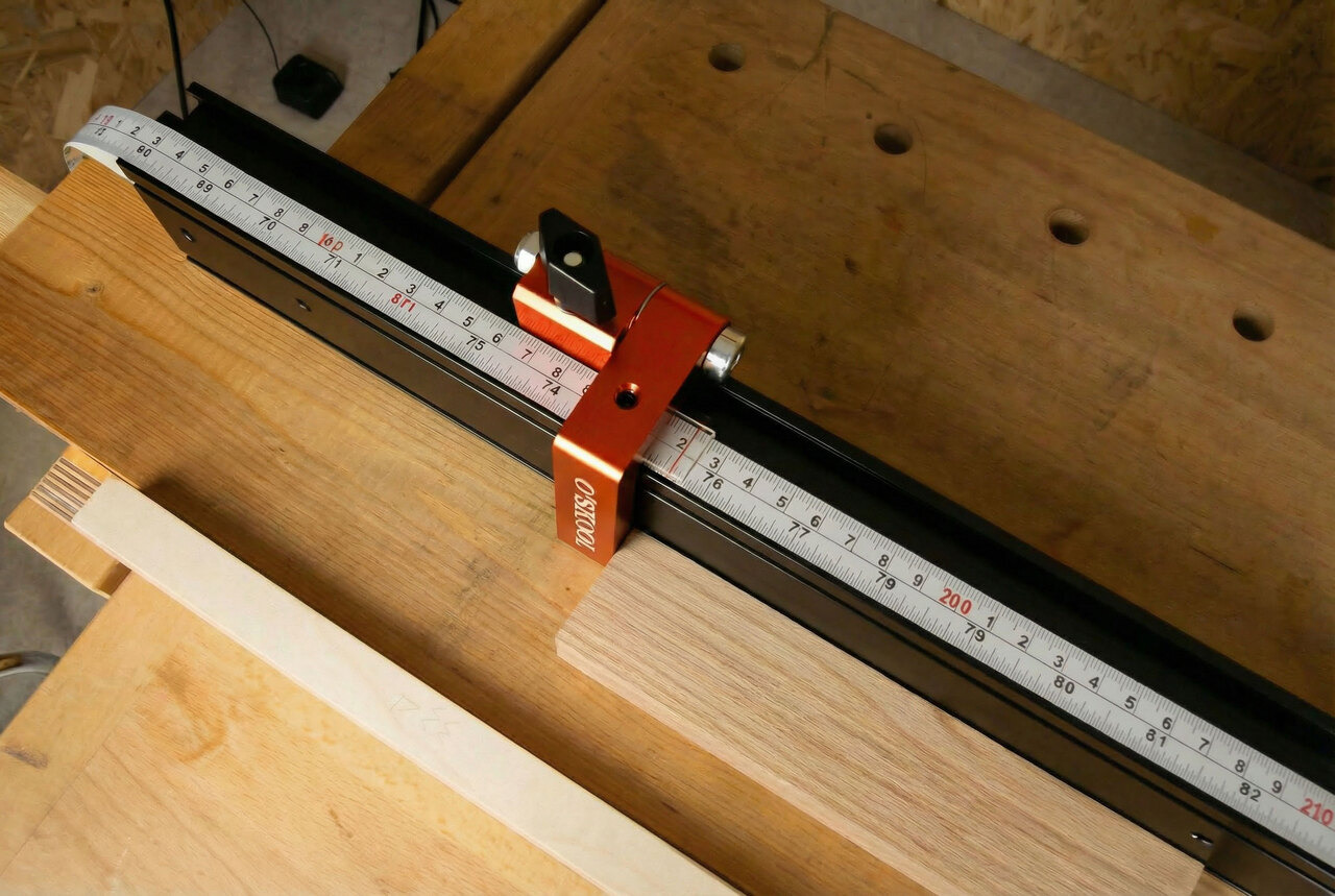 O'SKOOL Miter Saw Fence System - Flip Stop with Measuring Tape