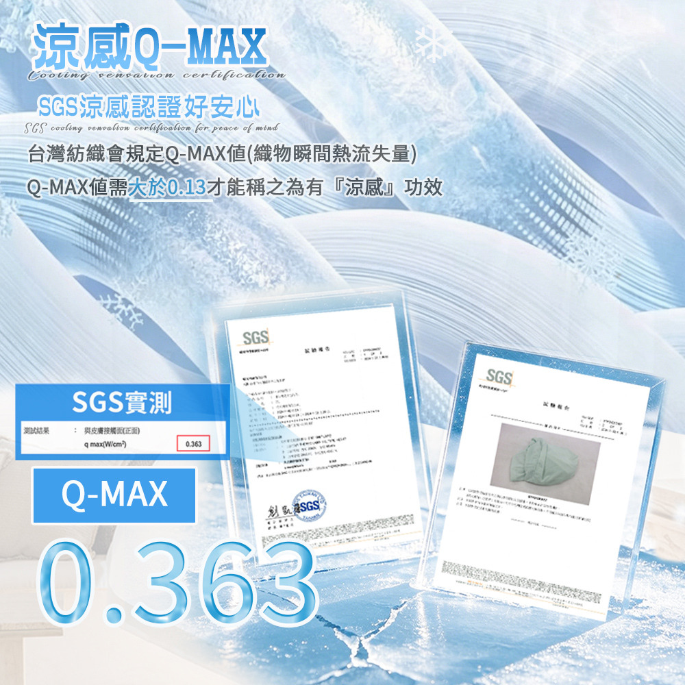 擁有SGS認證的涼感Qmax涼被