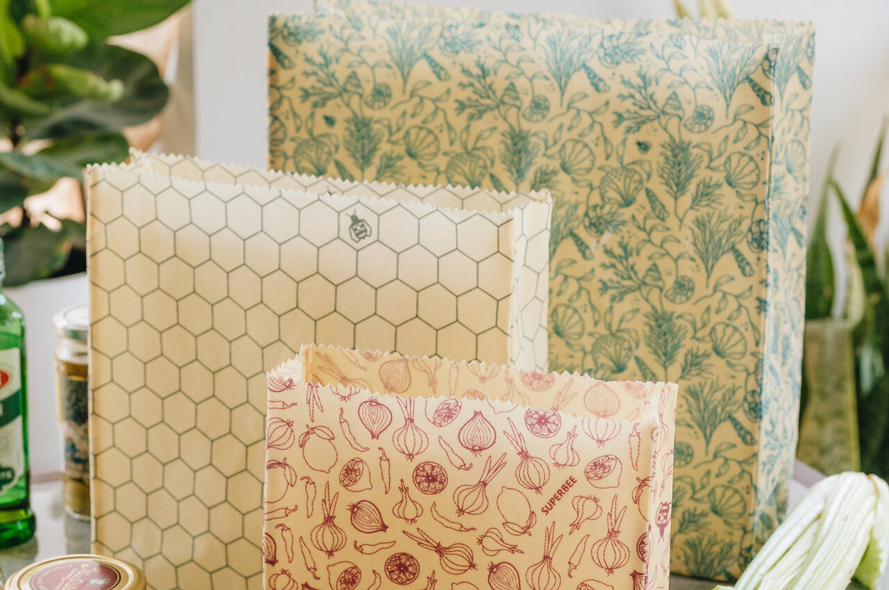 SuperBee 蜂蠟保鮮袋帆布三入組：環保點心袋、外帶食物袋、取代夾鏈袋的天然蜂蠟收納方案