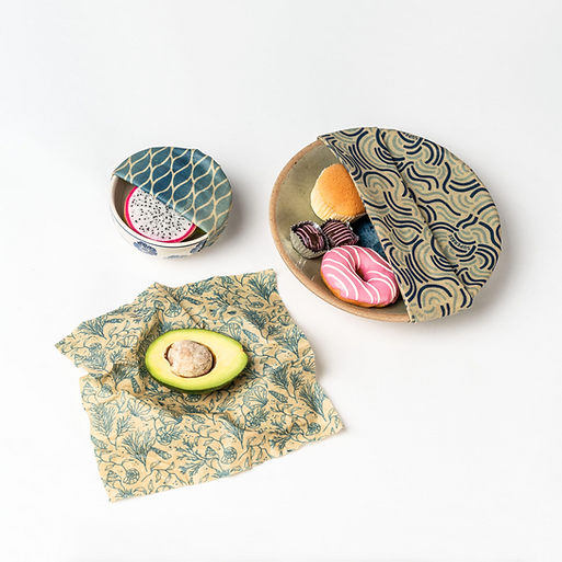 SuperBee 蜂蠟保鮮布 Ocean Action 海洋行動入門組：藍色調設計、海洋減塑、天然蜂蠟與有機棉