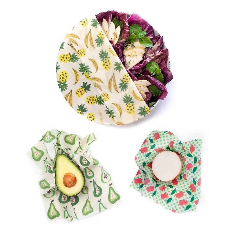 SuperBee 蜂蠟保鮮布 Fruit Punch 繽紛果汁入門三入組：環保減塑、GOTS 有機棉與天然蜂蠟材質