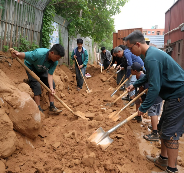 鏟子超人志工清理現場