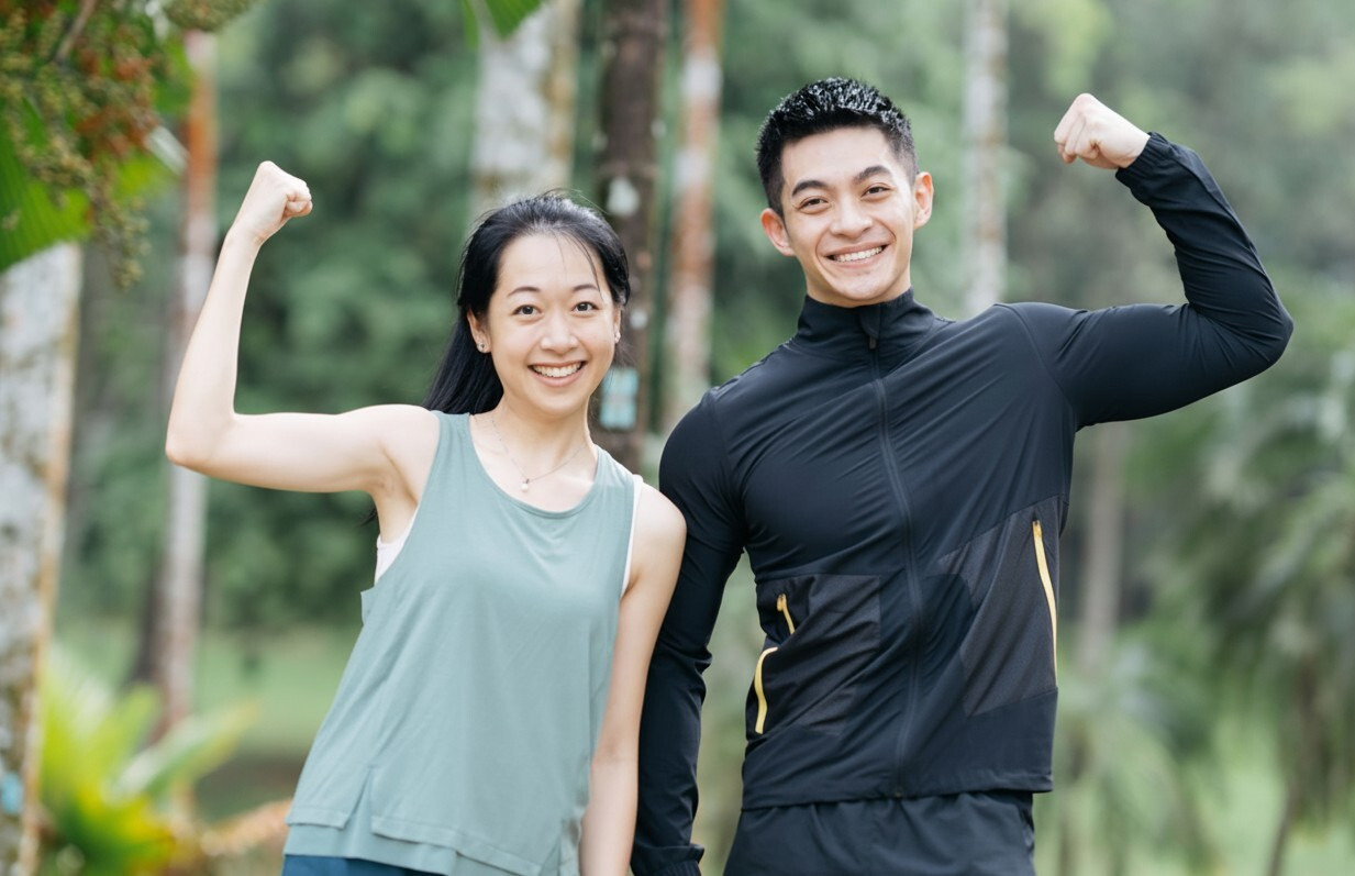 在城市公園快走的男女，展開每日 30 分鐘健康處方