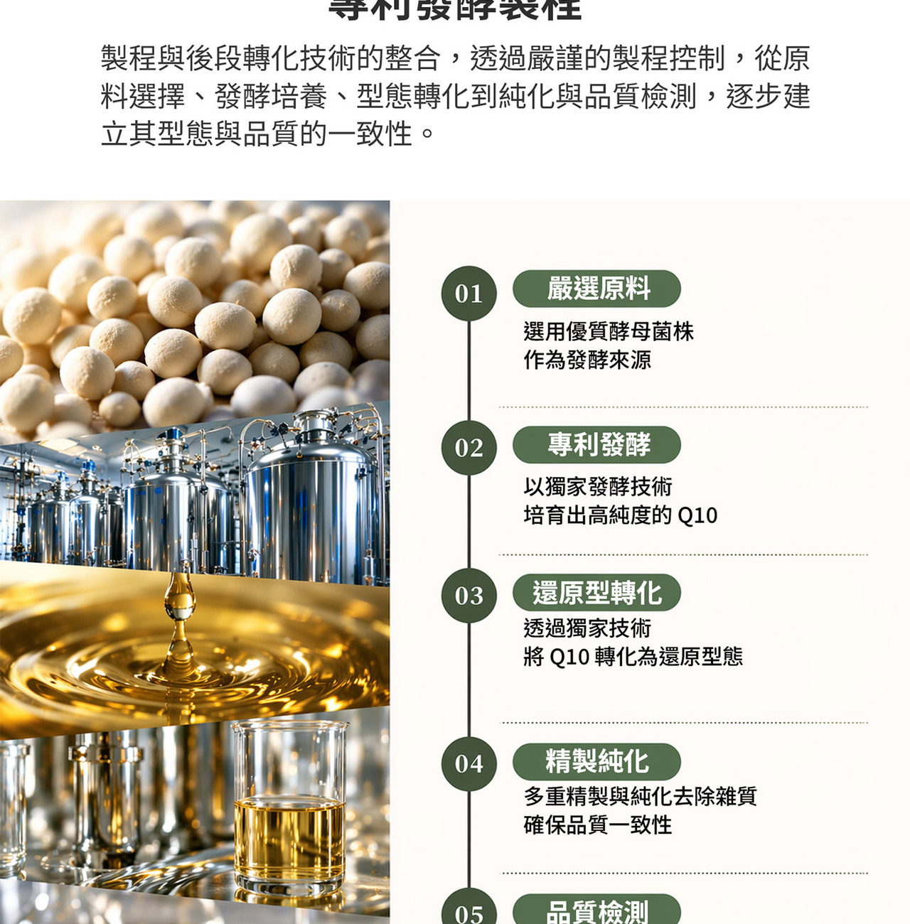 日本還原型Q10原料特寫，呈現精製後的高純度成分質感