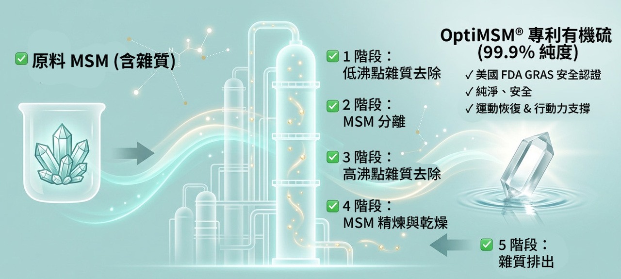 OptiMSM 蒸餾製程示意圖