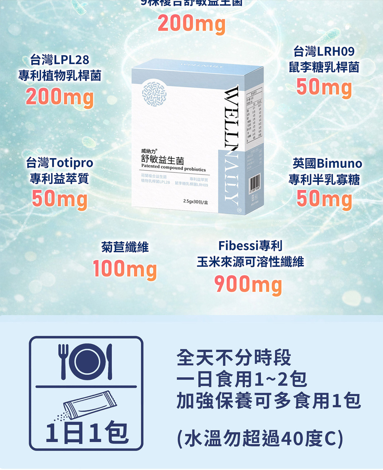 WELLNAILY威納力舒敏益生菌粉包 多菌株益生菌日常補給