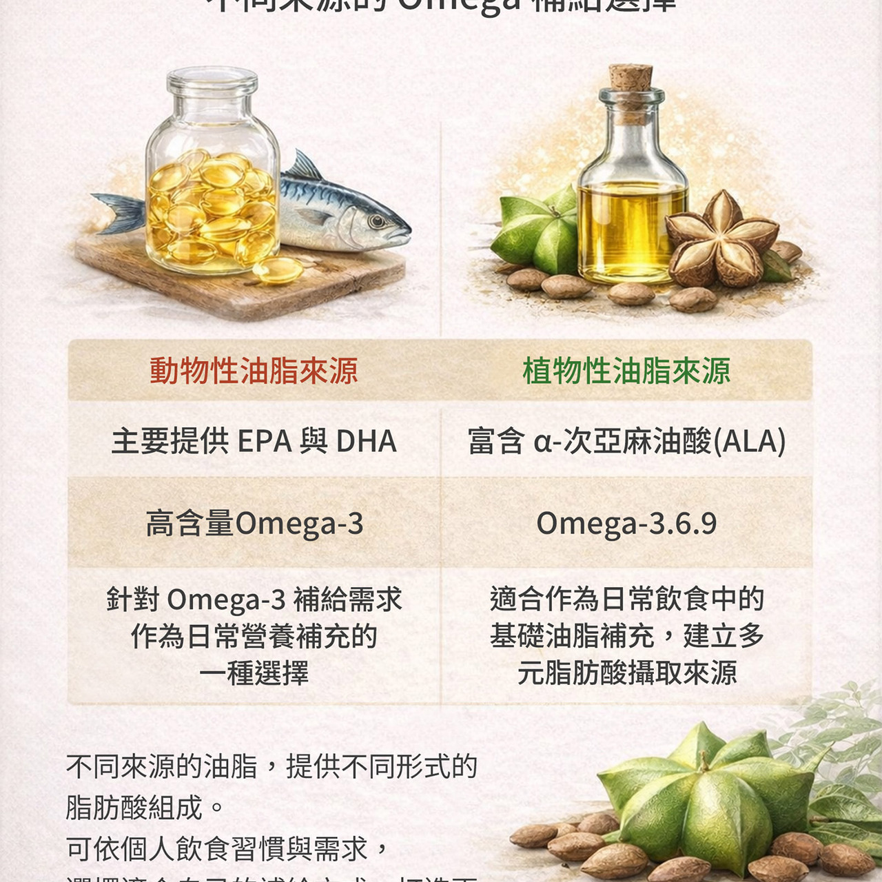 印加果油與魚油差異比較圖
