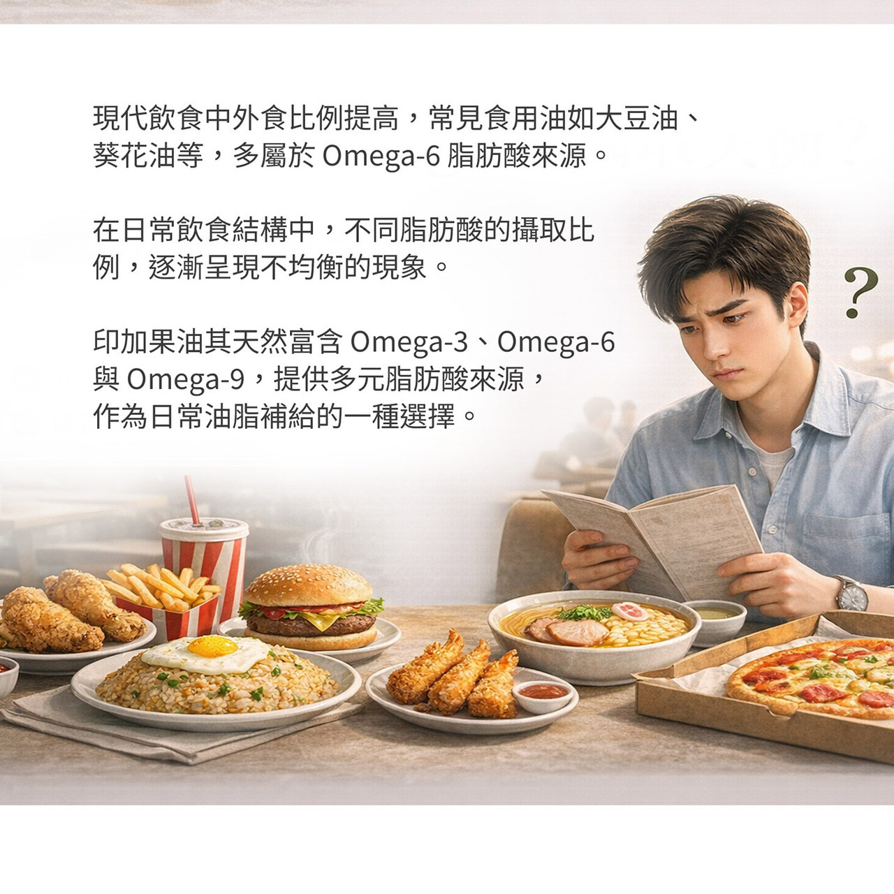 外食族油脂來源情境示意圖