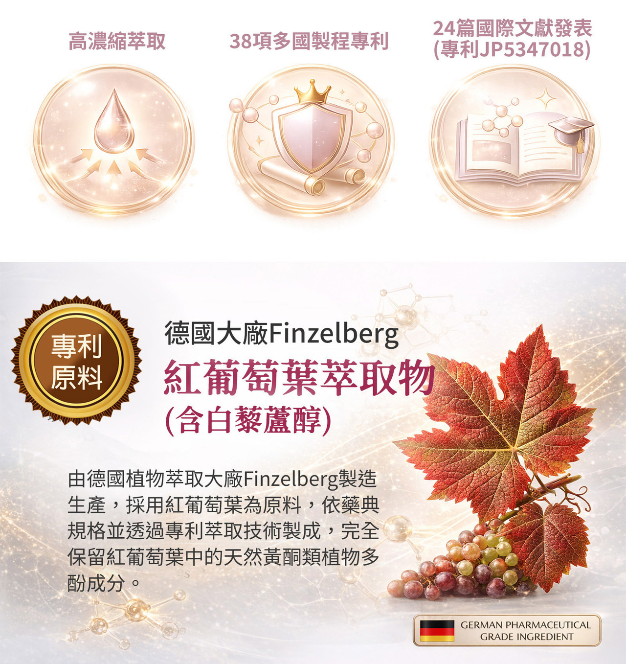 橄欖多酚與紅葡萄葉萃取 多重植物營養來源