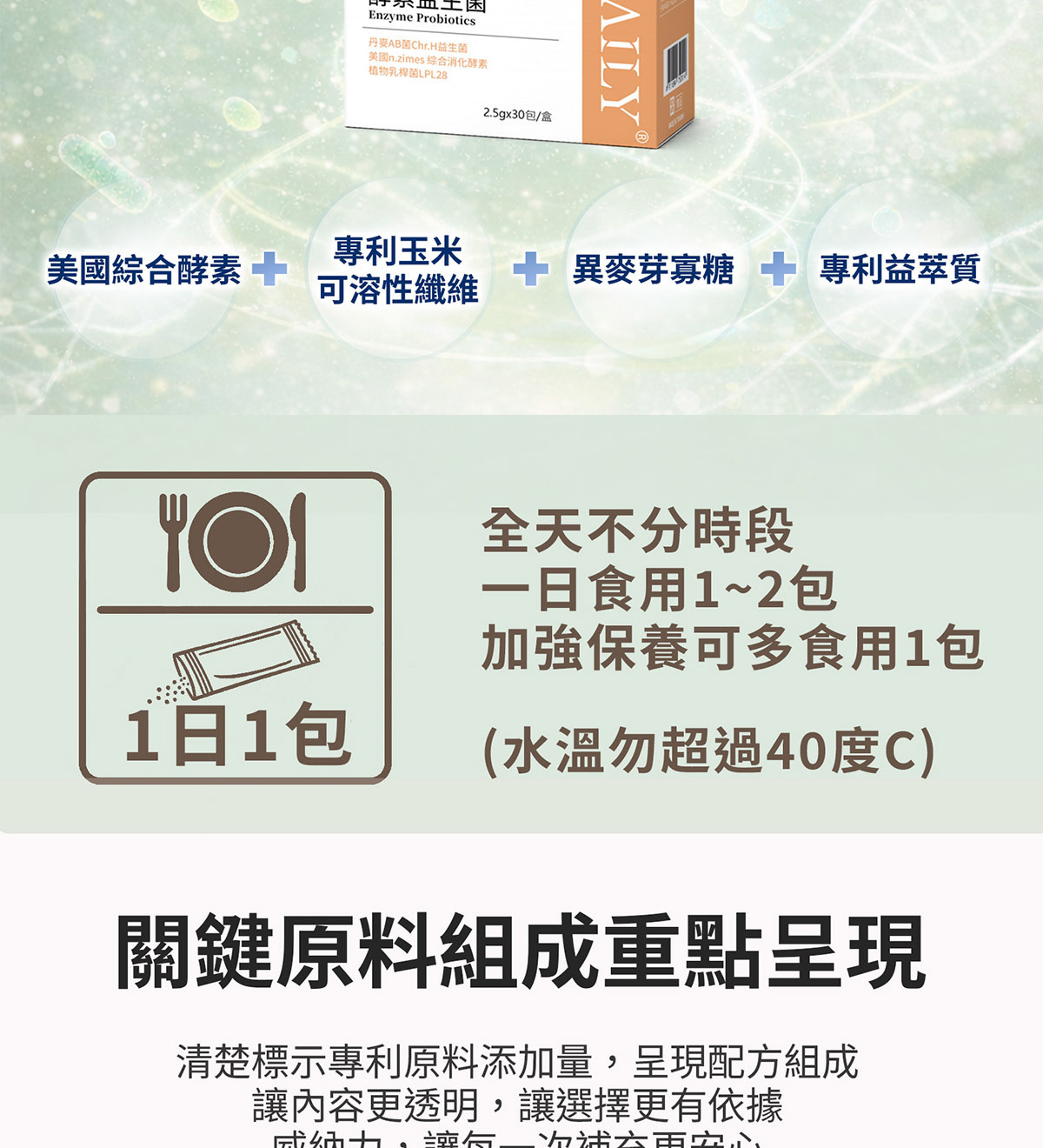 WELLNAILY威納力酵素益生菌複方設計結構圖