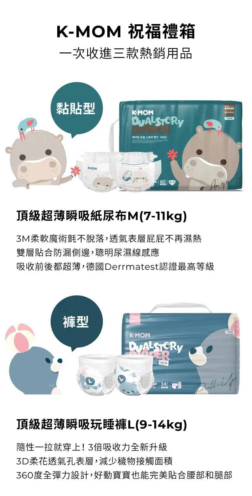 祝福禮箱 (頂級超薄瞬吸紙尿布、玩睡褲、濕紙巾掀蓋柔花100抽)2.jpg