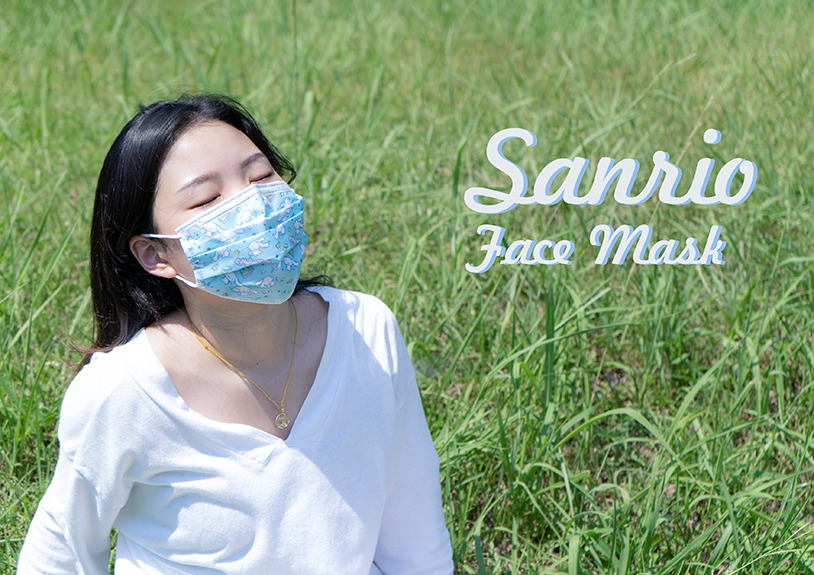 Sanrio三麗鷗-成人平面醫用口罩(5入)-春遊大耳狗(藍)【SR0100210603】