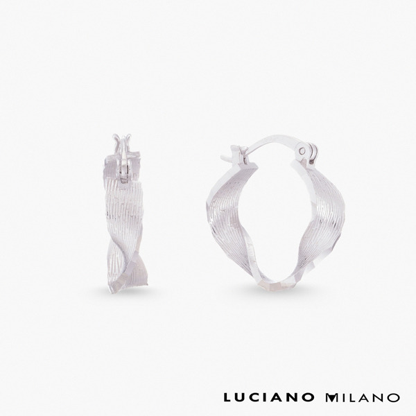 白K色純銀耳環-流鑄之環