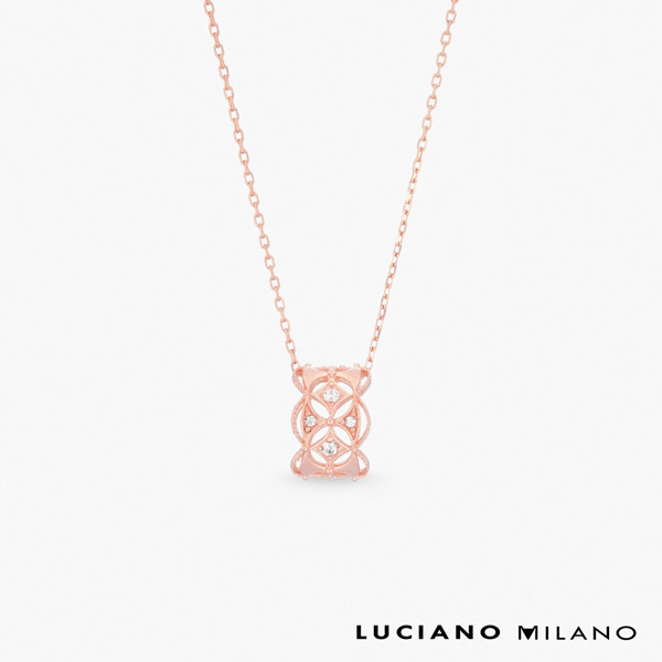 玫瑰金色鋯石純銀項鍊-銀結之約