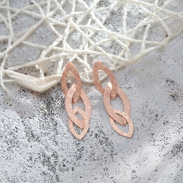 玫瑰金色純銀耳環-晨曦微露