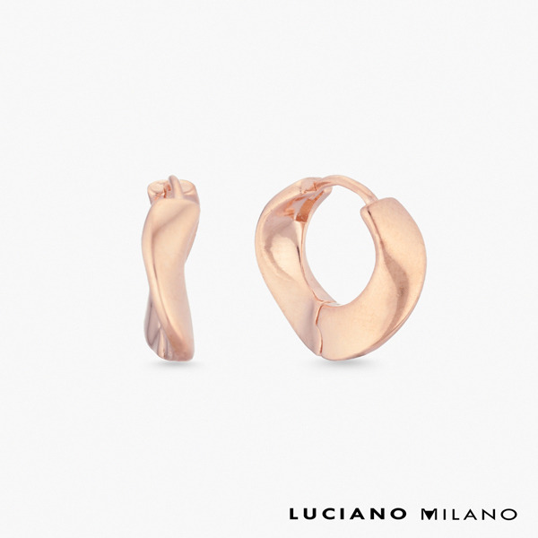 玫瑰金色純銀耳環-流序之環