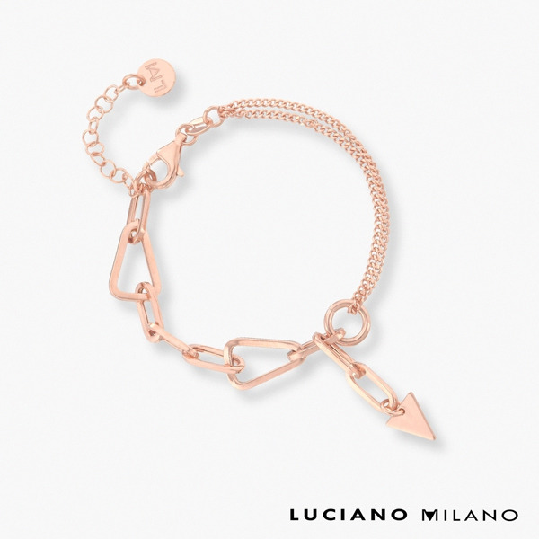 玫瑰金色純銀手鍊-牽掛記號