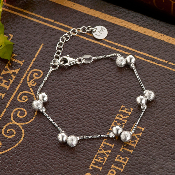 白K色純銀手鍊-靜綻花鍊