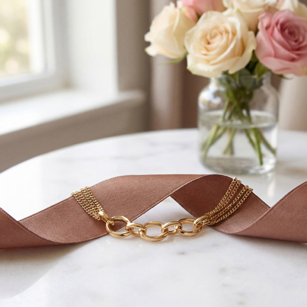 金色純銀手鍊-恆光鍊語