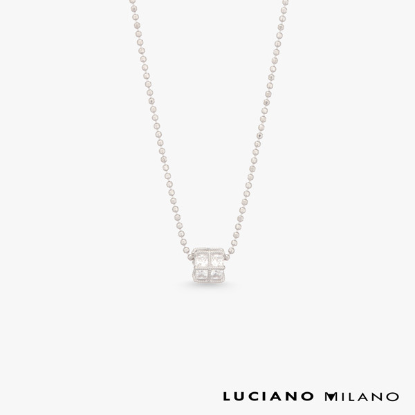 白K色鋯石純銀項鍊-光序之語