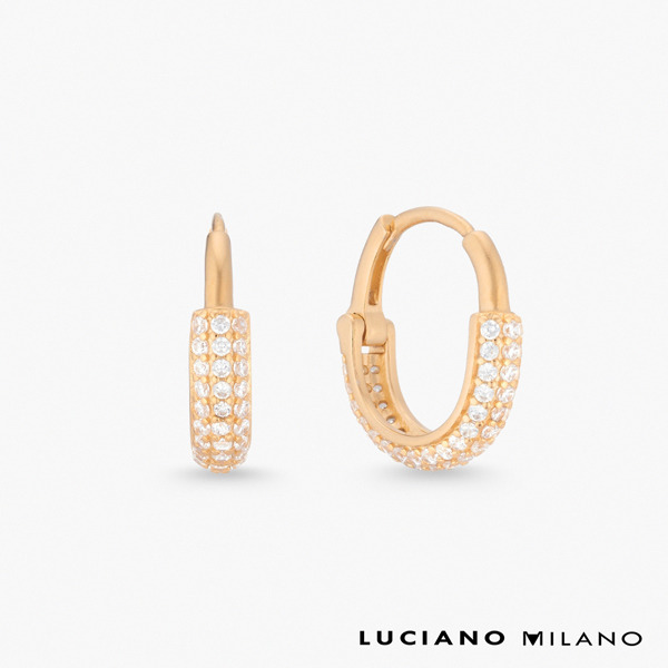 金色鋯石純銀耳環-微耀圈語