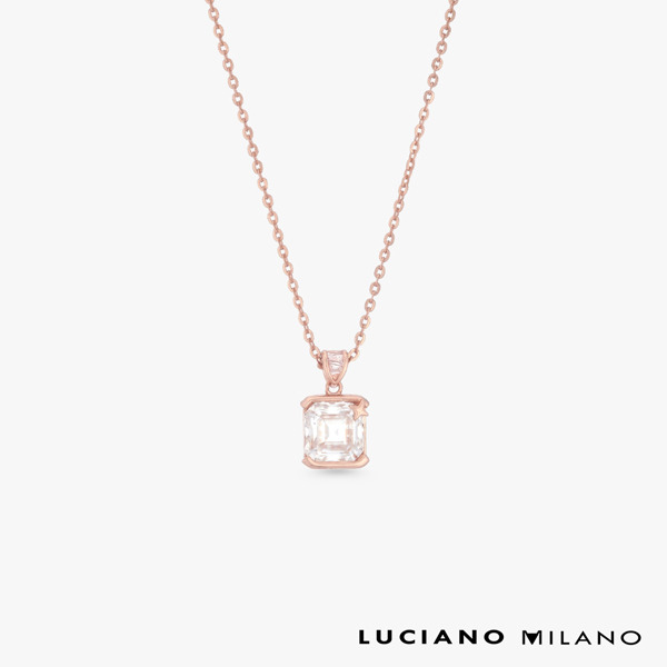 玫瑰金色莫桑石純銀項鍊-方映之光